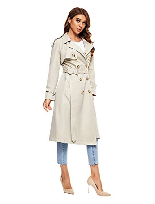 Buy WAIDONGBEI Women's Trench Coat, Double-breasted Rain Coat with Belt ...