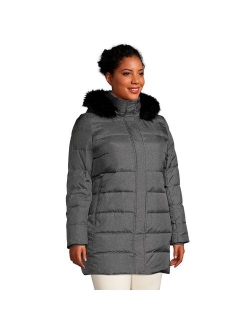 Plus Size Lands' End Faux-Fur Hood Long Down Winter Coat