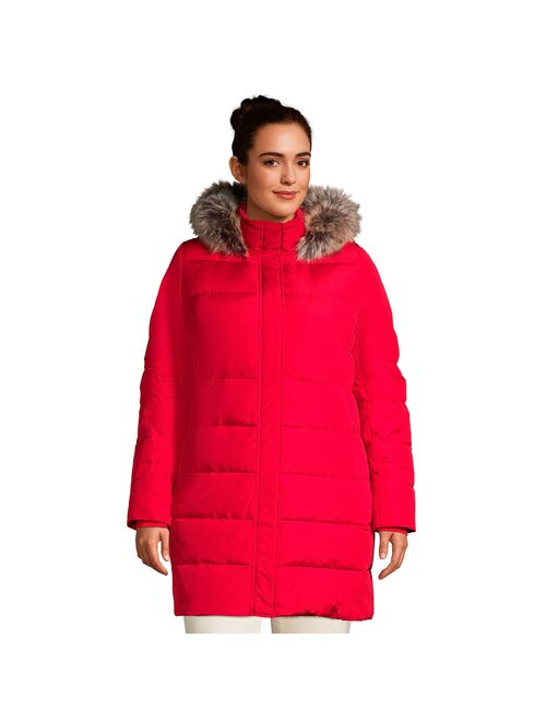 Plus Size Lands' End Faux-Fur Hood Long Down Winter Coat