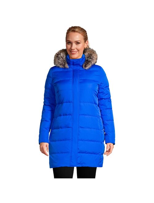 Plus Size Lands' End Faux-Fur Hood Long Down Winter Coat