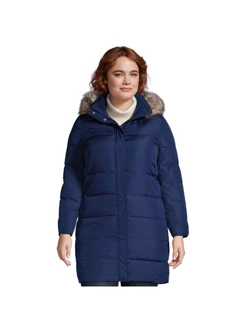 Plus Size Lands' End Faux-Fur Hood Long Down Winter Coat