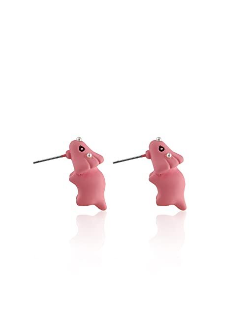 Cute 3D Animal Dinosaur Dog Biting Ear Cartoon Stud Earrings Set Bite Polymer Clay Tyrannosaurus Funny Piercing Y2K Kawaii Handmade for Women Girls Lovely Jewelry