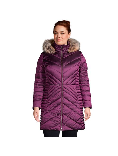 Plus Size Lands' End Faux-Fur Hood Insulated Plush Lined Winter Coat