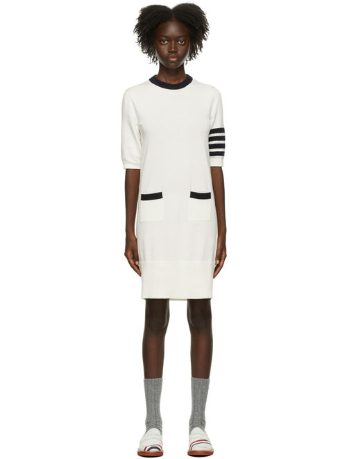 Thom Browne White Intarsia Hector Icon 4-Bar Dress