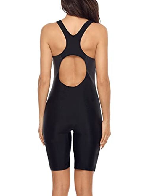 beautyin Women's Boyleg One Piece Swimsuit Racerback Athletic Bathing Suit