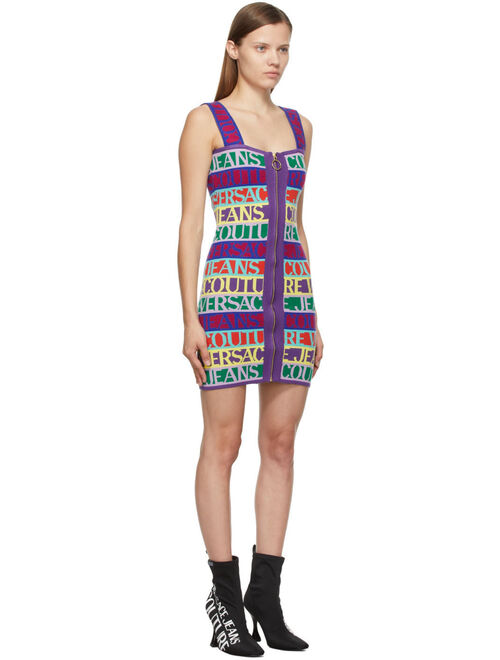 Multicolor Jacquard Logo Short Dress