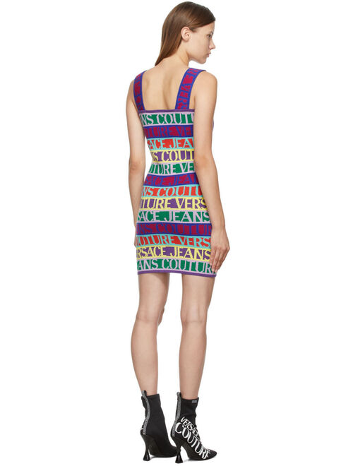 Multicolor Jacquard Logo Short Dress