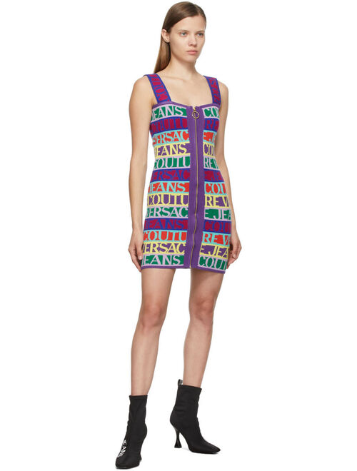 Multicolor Jacquard Logo Short Dress