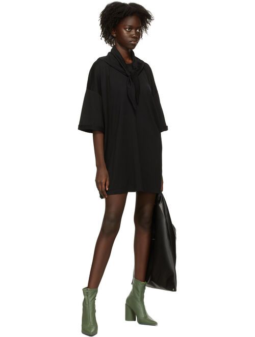 MM6 Maison Margiela Black Self-Tie Collar T-Shirt Dress