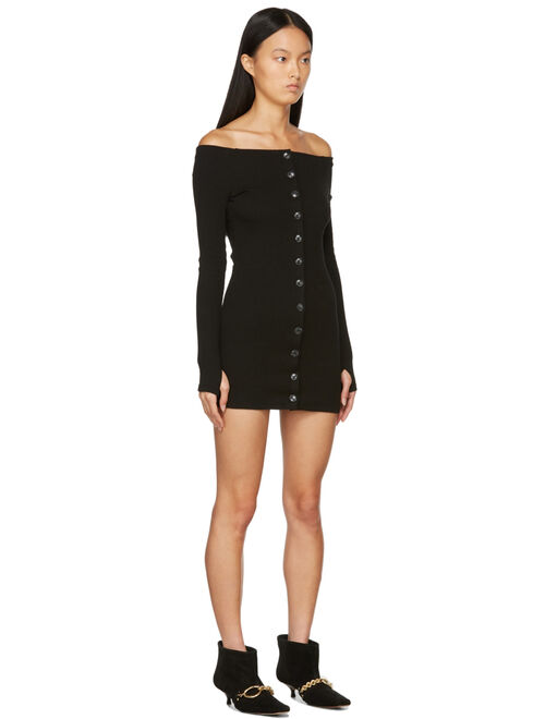 KIMHĒKIM Black Off-The-Shoulder Rib Mini Dress