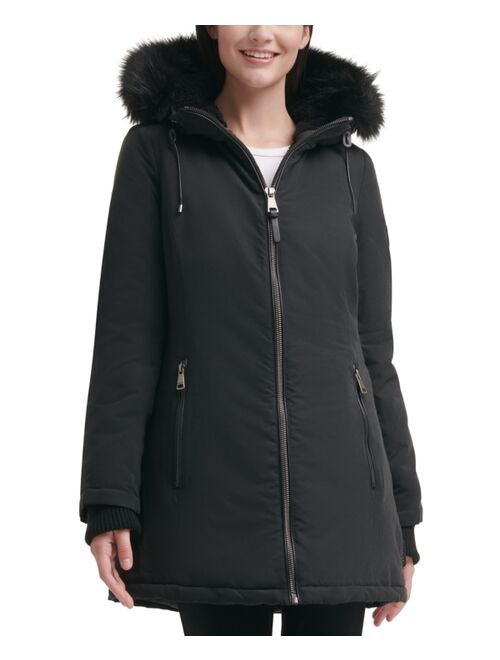 dkny fur trimmed hooded parka