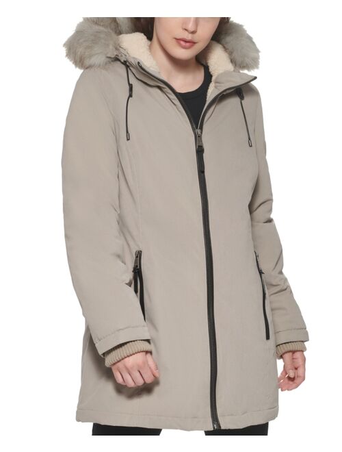 DKNY Faux-Fur-Trim Hooded Parka Coat, Created for Macy's