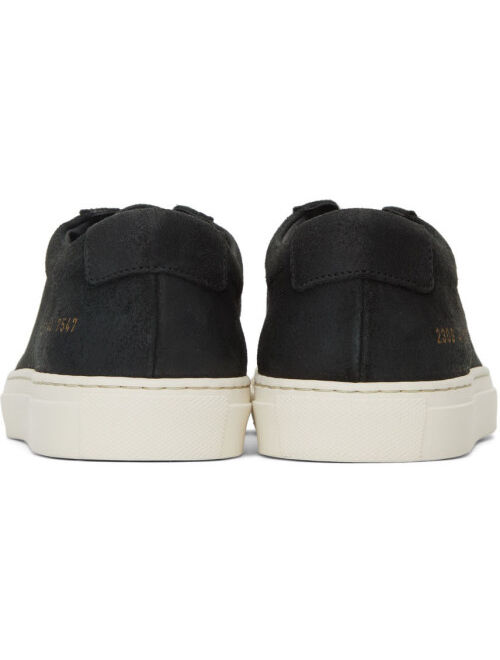 Common Projects Black Waxed Suede Achilles Low Sneakers