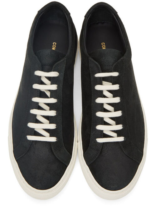 Common Projects Black Waxed Suede Achilles Low Sneakers