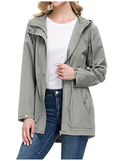 Women Lightweight Waterproof Hooded Rain Jacket Outdoor Windbreaker