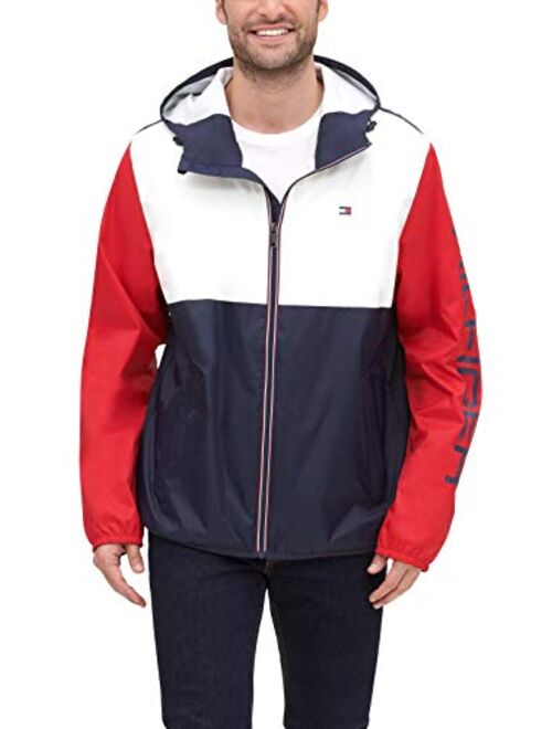 Tommy Hilfiger Men's Lightweight Active Water Resistant Hooded Rain Jacket