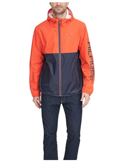 Tommy Hilfiger Men's Lightweight Active Water Resistant Hooded Rain Jacket