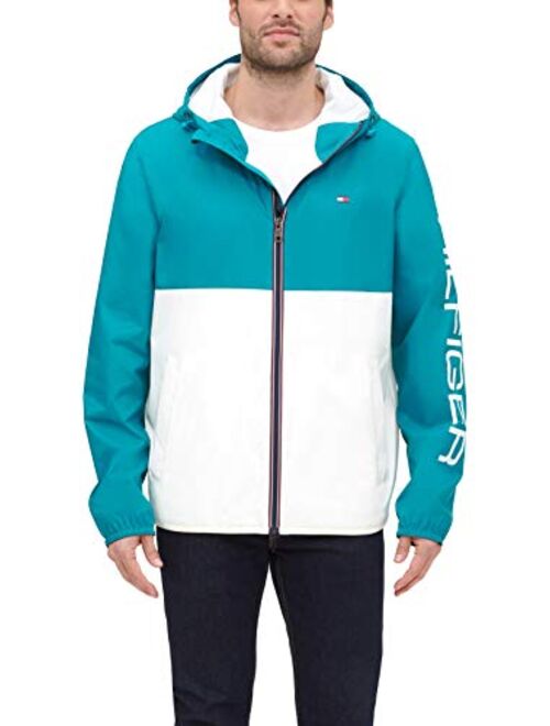 Tommy Hilfiger Men's Lightweight Active Water Resistant Hooded Rain Jacket