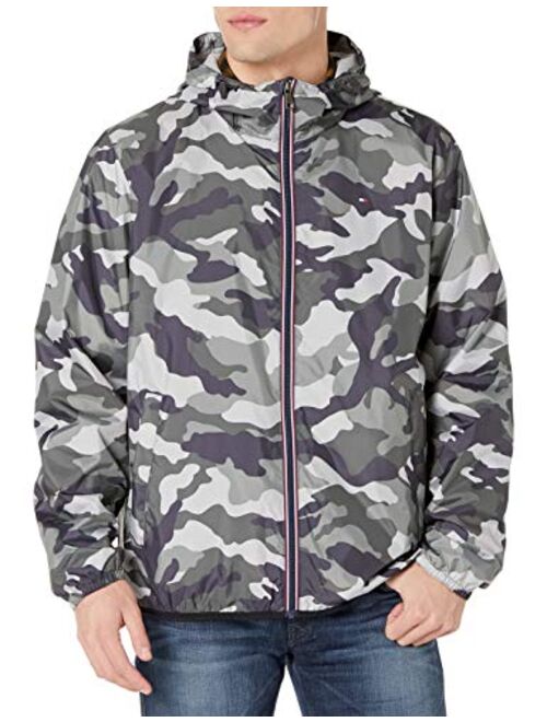 Tommy Hilfiger Men's Lightweight Active Water Resistant Hooded Rain Jacket