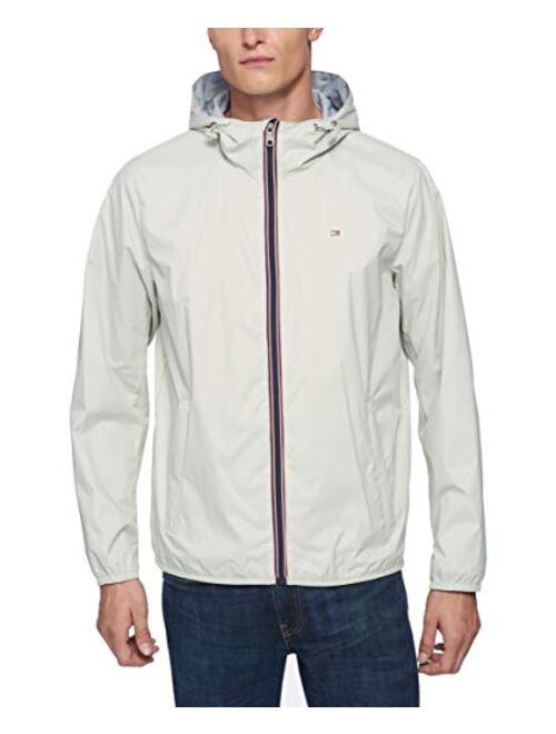 Tommy Hilfiger Men's Lightweight Active Water Resistant Hooded Rain Jacket