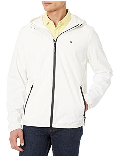 Tommy Hilfiger Men's Lightweight Active Water Resistant Hooded Rain Jacket