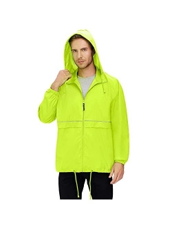 Men's Rain Jacket Cycling Running Jackets Waterproof Raincoat with Hood Windbreaker Hiking Jacket Rain Coat