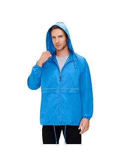 Men's Rain Jacket Cycling Running Jackets Waterproof Raincoat with Hood Windbreaker Hiking Jacket Rain Coat