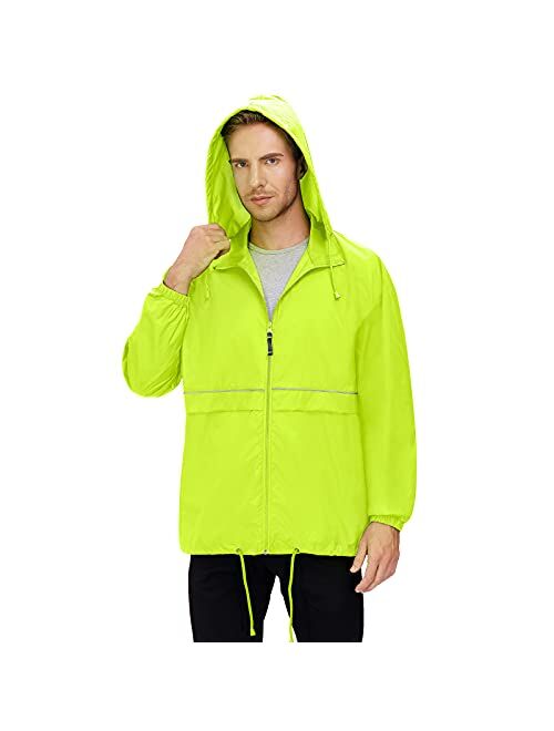 Men's Rain Jacket Cycling Running Jackets Waterproof Raincoat with Hood Windbreaker Hiking Jacket Rain Coat