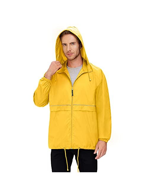 Men's Rain Jacket Cycling Running Jackets Waterproof Raincoat with Hood Windbreaker Hiking Jacket Rain Coat