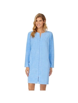 Women's Stan Herman Embossed Vintage Terry Zip-Front Robe