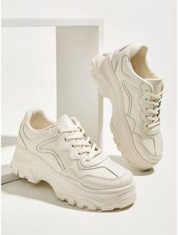 Minimalist Lace-Up Front Chunky Sneakers