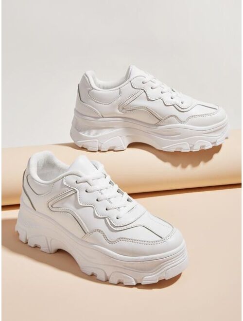 Shein Minimalist Lace-Up Front Chunky Sneakers