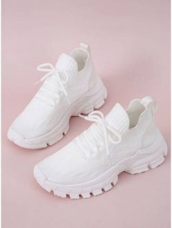 Buy Shein Minimalist Lace Up Front Chunky Sneakers online | Topofstyle