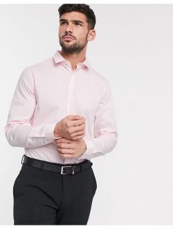 DESIGN stretch slim fit work shirt in pink