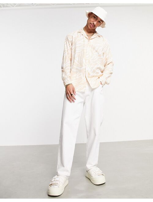 Asos Design regular fit animal skin shirt in tan