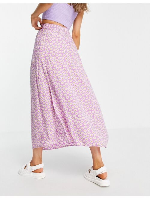 Y.A.S side slit maxi skirt in lilac floral