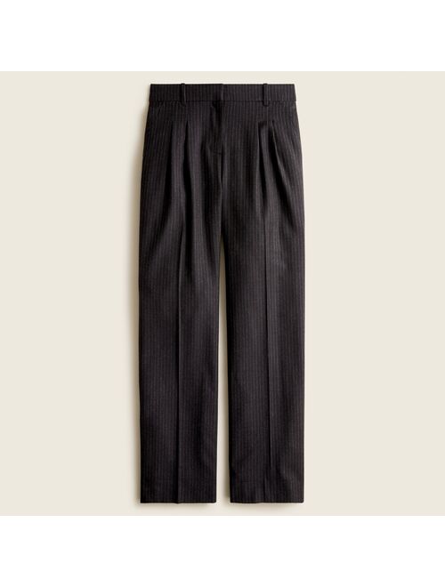 J.Crew Pleat-front pant in pinstripe Italian brushed wool