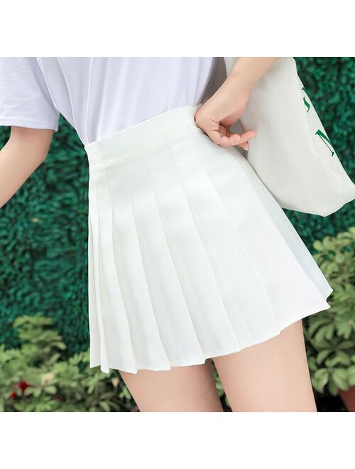 QRWR XS-3XL Plaid Summer Women Skirt 2020 High Waist Stitching Student Pleated Skirts Women Cute Sweet Girls Dance Mini Skirt