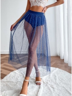 2 In 1 Galaxy Mesh Skirt