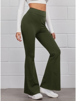 Flare Leg Solid Pants