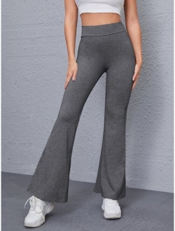 Flare Leg Solid Pants