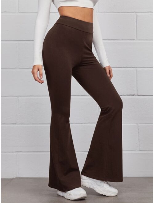 SHEIN Flare Leg Solid Pants