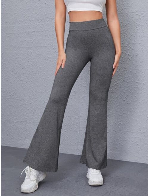 SHEIN Flare Leg Solid Pants