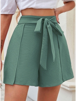 Solid Tie Front Shorts