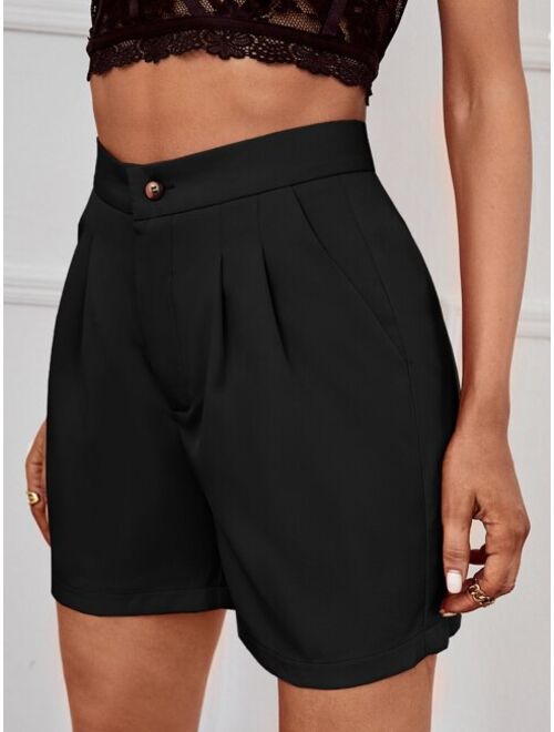 Shein Solid Slant Pocket Wide Leg Shorts