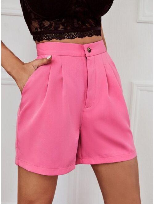 Shein Solid Slant Pocket Wide Leg Shorts