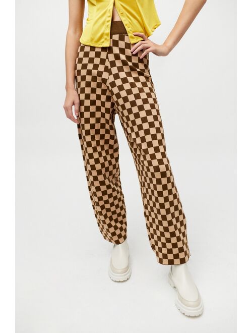 Daisy Street Checkered Knit Wide Leg Pant