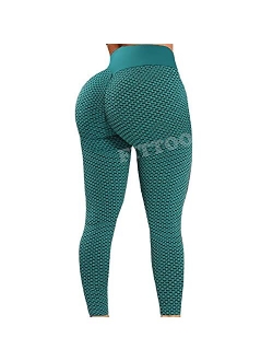 Womens High Waist Textured Workout Leggings Booty Scrunch Yoga Pants Slimming Ruched Tights