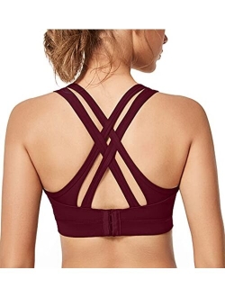 Yvette Women High Impact Sports Bras Criss Cross Back Sexy Running Bra for Plus Size