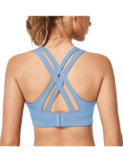 Yvette Women High Impact Sports Bras Criss Cross Back Sexy Running Bra for Plus Size